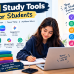 AI study tools for students, including ChatGPT, Canva, Google Gemini, Claude, Perplexity, Microsoft Copilot, and Grammarly.